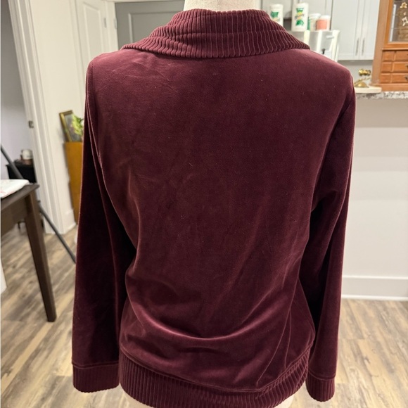 Croft & Barrow | Burgundy Hoodie Velvet Zip-Up Medium - Picture 3 of 5